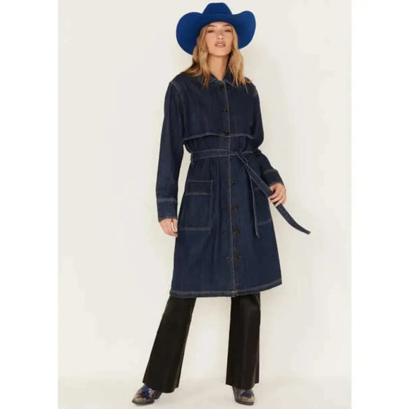 Anthropologie Unpublished Denim Sukie Denim Duster Coat Size Small - Picture 1 of 7